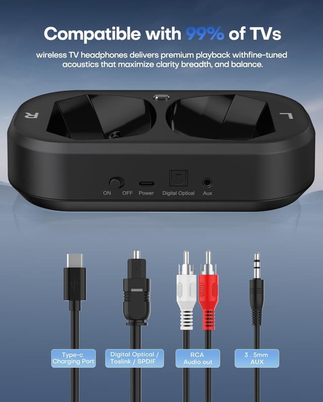 Detalle 2 de Wireless Headphones for TV with LED Display 25h