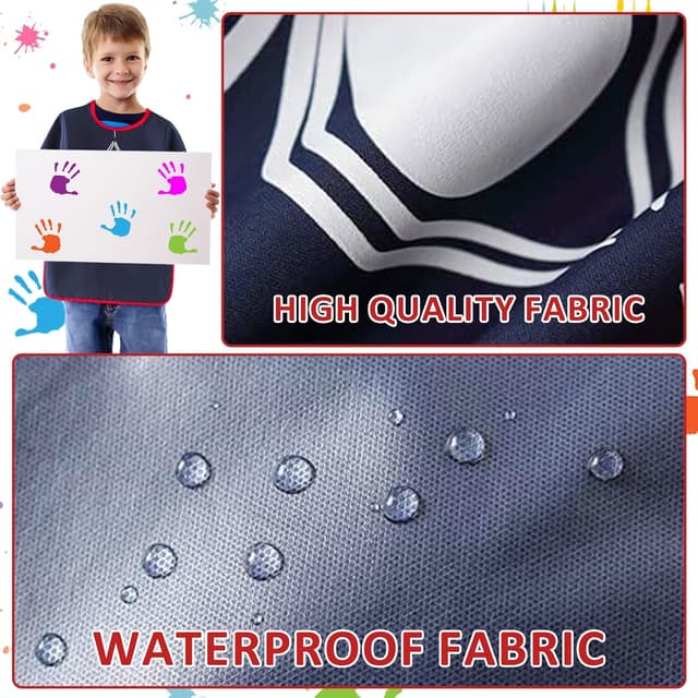 Detalle 2 de Grembiule da pittura per bambini 3-7 anni impermeabile con maniche lunghe e regolabile