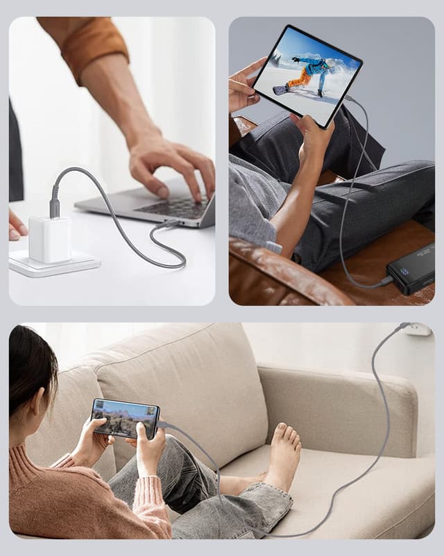 Thumbnail 6 de SUNGUY USB‑C Kabel 2 m (2er‑Set) mit 100W Schnellladung, Silikon, E‑Marker – grau