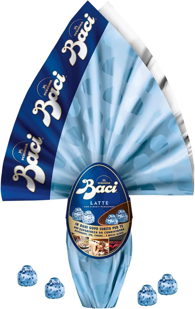 Detalle de Uovo di Pasqua 2026 BACI PERUGINA al cioccolato al latte con sorpresa e 4 cioccolatini 265 g