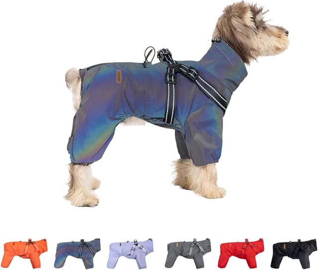 Detalle de BT Bear Dog Harness Raincoat (Laser Grey L) waterproof dog jacket with reflective strips