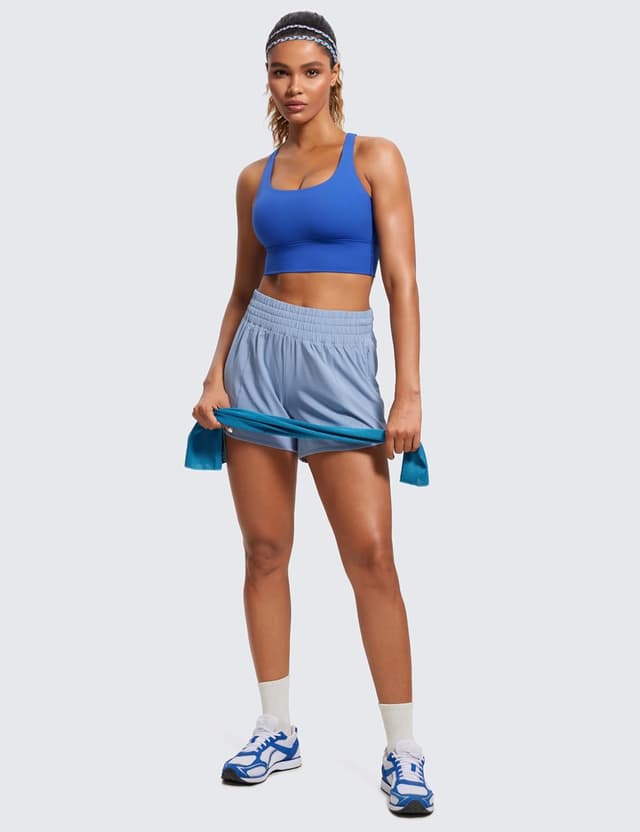 Detalle de CRZ YOGA brassière de sport longue sans fil à bretelles croisées, coussinets intégrés amovibles