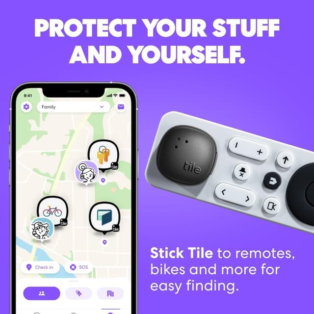 Detalle 2 de Tile by Life360 Sticker (Small Bluetooth Tracker) – Black adhesive tracker for bikes, glasses and more