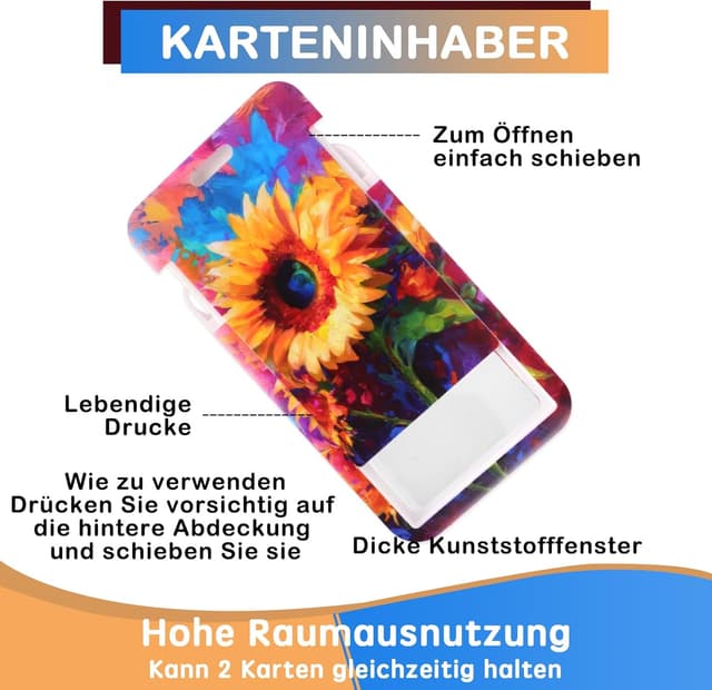 Detalle de Ausweishülle mit Band Sonnenblume 2 – ID Badge Holder Breakaway mit einziehbarer Badge Reel
