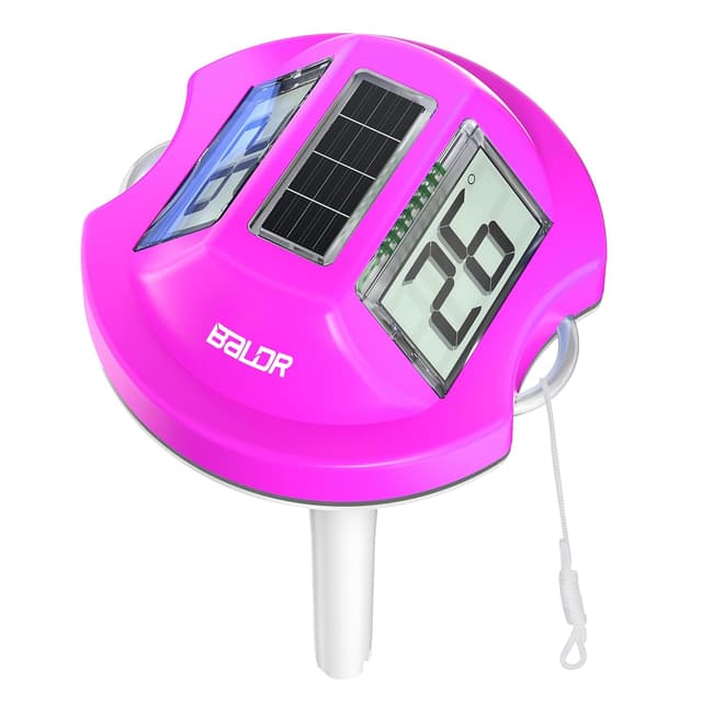 Detalle de Termometro galleggiante BALDR Solare con doppio display anti-riflesso IPX7 per piscine e SPA (viola)