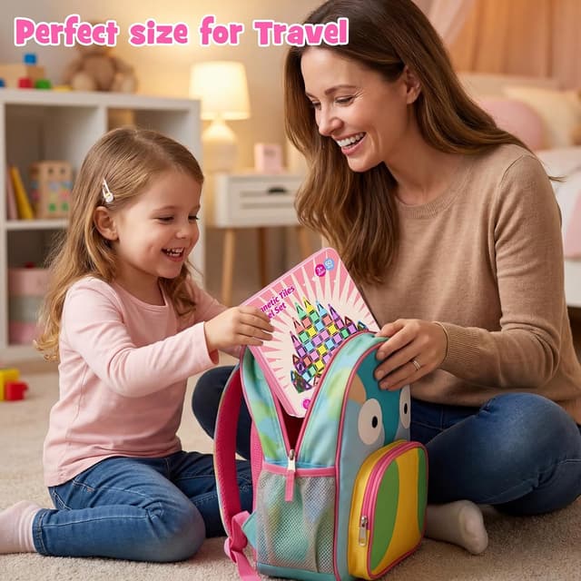 Detalle de iburge magnetische Bausteine Reisespielzeug – 60-teiliges Mini-Set in Metallbox, für Kinder ab 3 Jahren