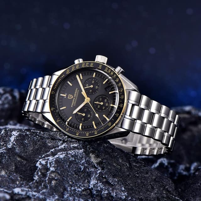 Detalle de Pagani Design 1701 montre à quartz homme chronographe, mouvement japonais VK63, verre saphir