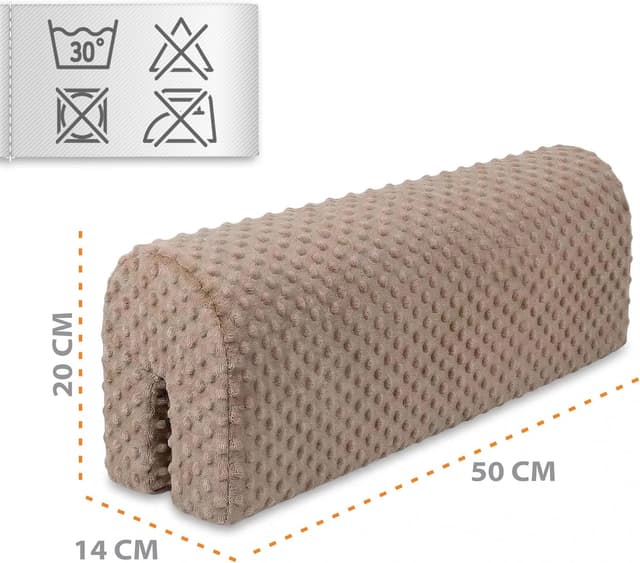Detalle 2 de Bettkantenschutz für Kinderbetten (50 cm) – Beige mit Minky-Bezug für sicheren Schutz am Bettrahmen