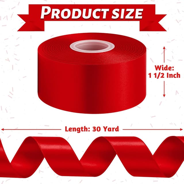 Thumbnail 1 de Fullive Red Ribbon 1 1/2 Inch 30 Yards 🎀