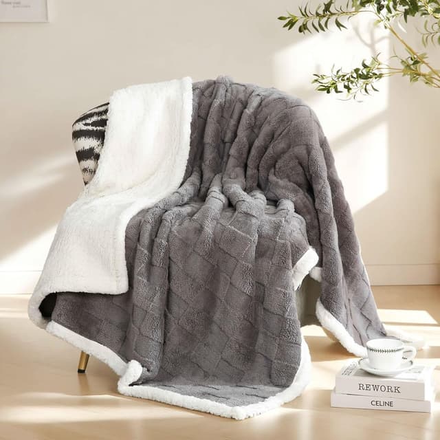 Thumbnail 3 de Gracelife Sherpa-Decke Überwurf 150x200 cm Grau