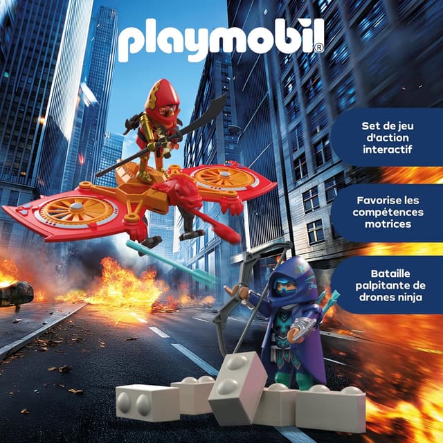 Detalle de Playmobil Heroes 71833 – Drone des héros contre le méchant Ninja