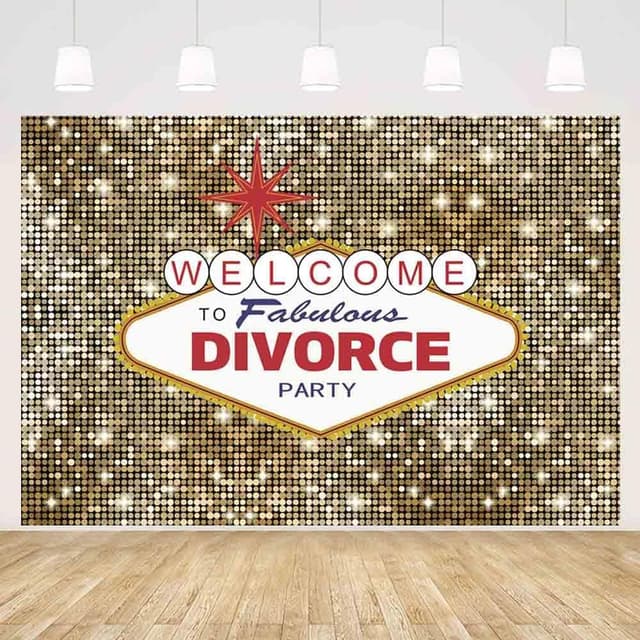 Thumbnail 6 de MEHOFOND 7x5ft Divorce Party Backdrop Flash Silver Welcome To Fabulous