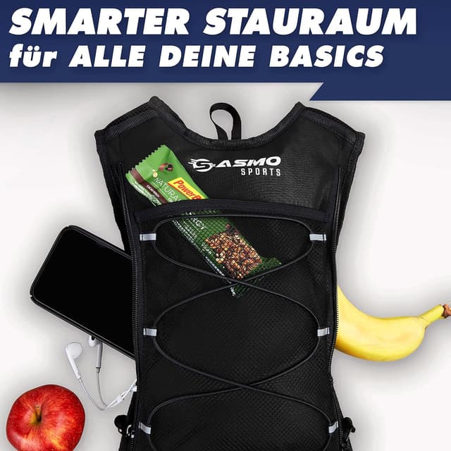 Detalle 2 de SASMO Trinkrucksack schwarz mit Thermofach und Trinkblase 2 l (6 l)