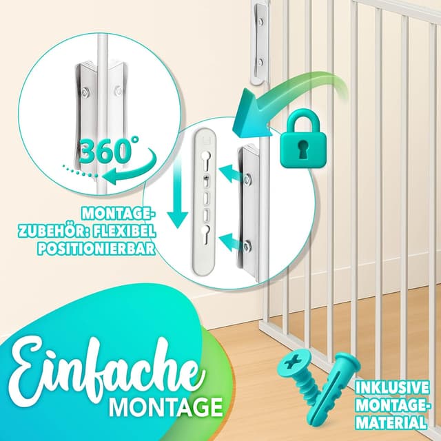 Detalle 2 de KIDUKU Kaminschutzgitter mit Tür (Metall, 420 cm) – faltbares Konfigurations-Absperrgitter inkl. 7 Elementen