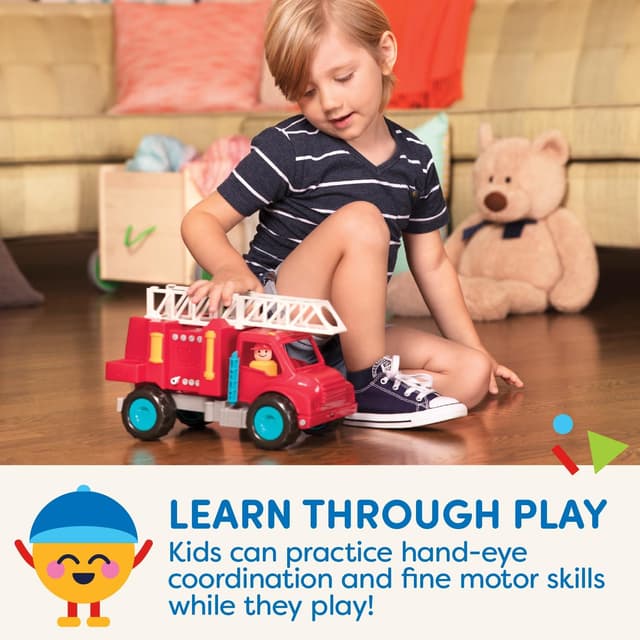 Thumbnail 3 de Jouet camion de pompiers rouge Battat avec figurines et échelle – dès 18 mois