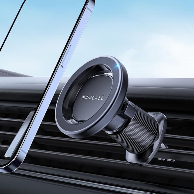 Detalle de Miracase MagSafe Car Phone Holder with 20 N55 Magnets (360° Adjustable) for Air Vents, Black