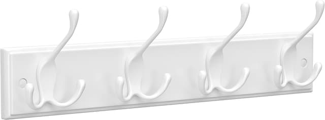 Detalle de SONGMICS Appendiabiti da Parete LHR30WT bianco nuvola, con 4 ganci tripli in metallo