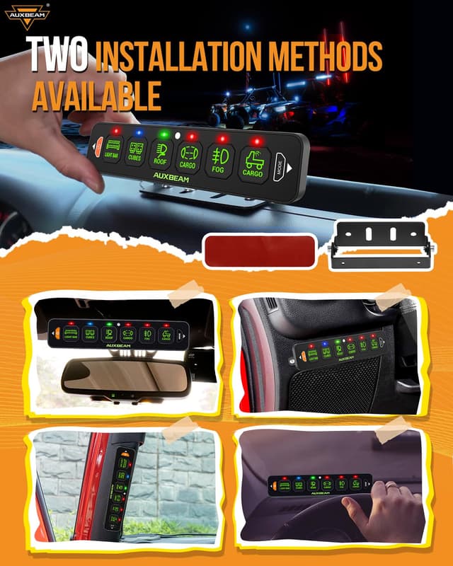 Detalle de Auxbeam AS-R60 6-Gang Slim RGB Switch Panel (Auto-Dimming, Memory, Waterproof)