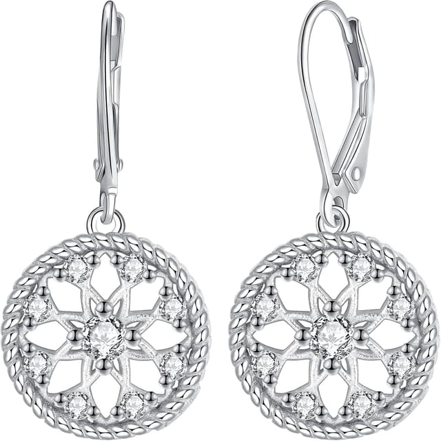 Detalle de J.MUEN Ohrringe aus 925 Silber mit Traumfänger-Anhänger, lang (Paar) – Geschenkidee für Muttertag, Valentinstag & Co.