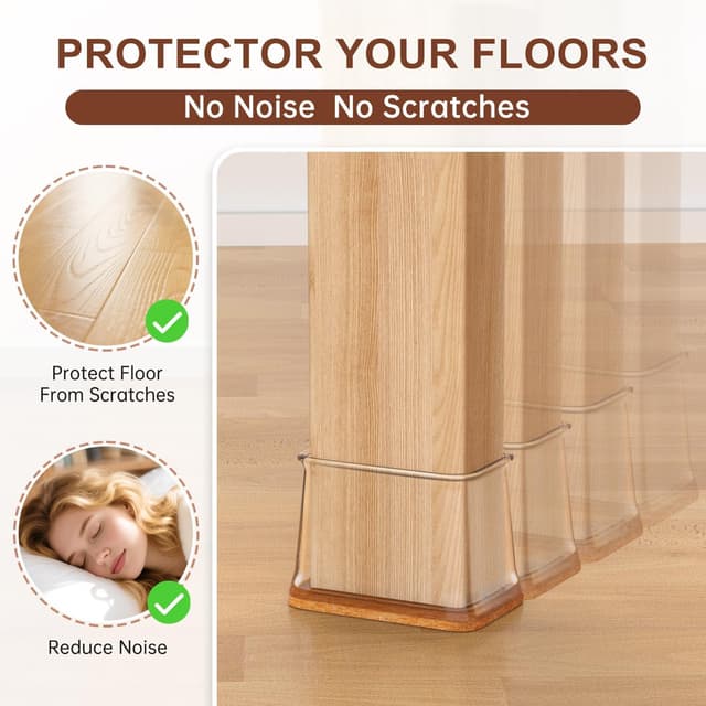 Detalle de Gommini per sedie rettangolari (24 pezzi) con feltrini in silicone per pavimenti in legno duro