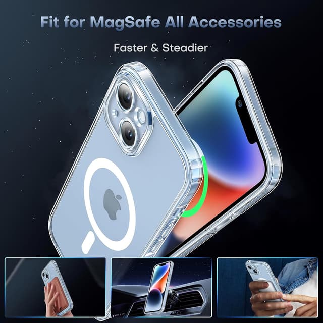 Detalle de TOCOL Clear Magnetic for iPhone 14 (6.1-inch) MagSafe Case – clear slim shockproof protection