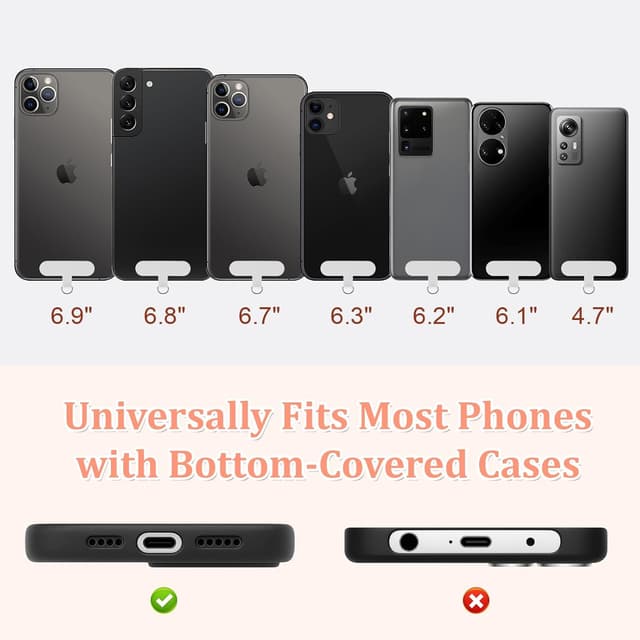 Thumbnail 6 de Qyoocom chaîne de téléphone portable avec perles colorées et cordon amovible (2 patchs) – cordon universel