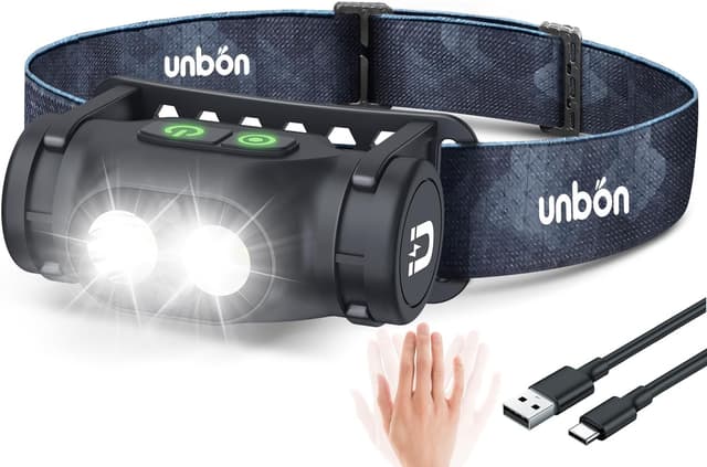 Detalle de UNBON Torcia Frontale Ricaricabile con Sensore di Movimento 🔦
