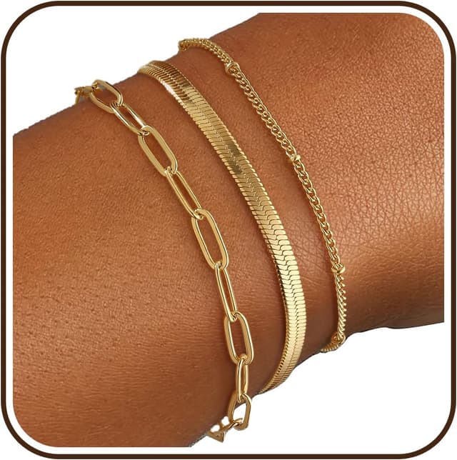 Detalle de ZOERAY Bracelet femme or/argent – ensemble empilable serpent twist, clips et joncs, plaqué, réglable