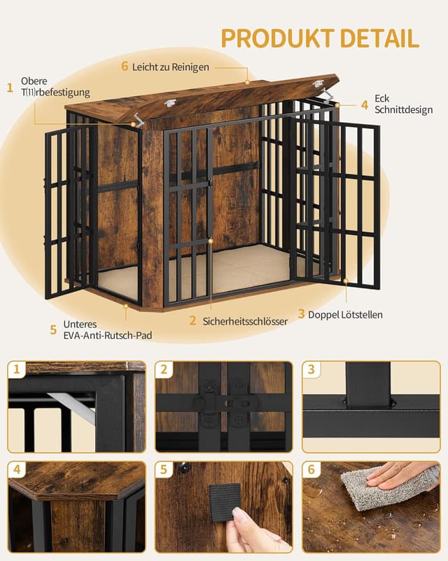 Thumbnail 6 de Hzuaneri DFC87801B Hundekäfig 108 x 66 x 77 cm