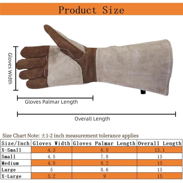 Thumbnail 3 de AOUCHI Leather Welding BBQ Fire Gloves Large