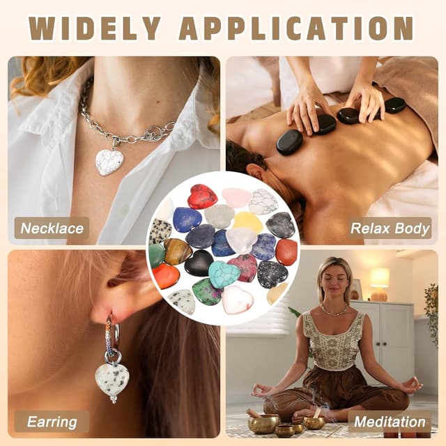 Detalle de PATIKIL 20 pcs Natural Heart Shaped Crystal Stone (Blue White) – 1 inch mini polished pocket worry stones