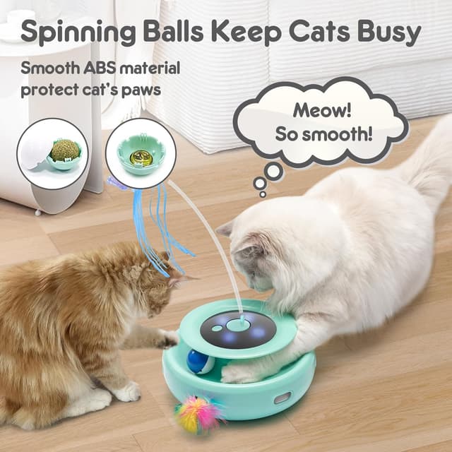 Detalle 2 de GoldenSun 3-in-1 Interactive Cat Toys (Rechargeable) with 6 Attachments for Indoor Adult Cats