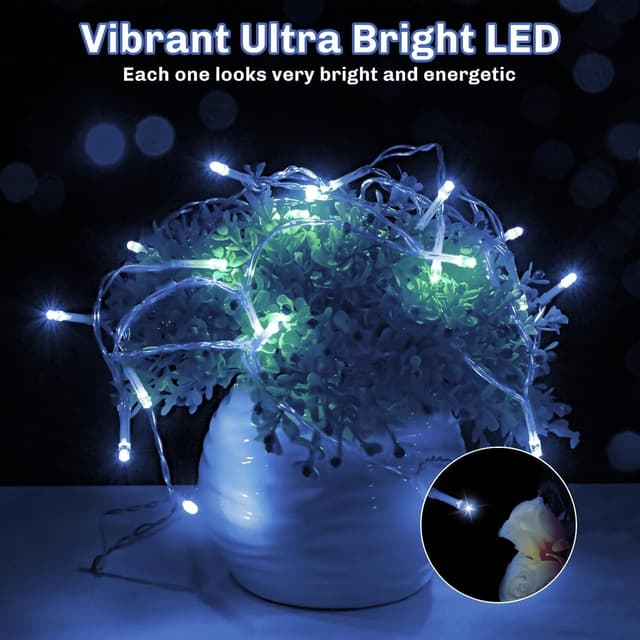 Detalle 2 de Gcstnn Battery Fairy Lights (3m, 30 LED) with Timer and IP65 Waterproof Box – Cool White