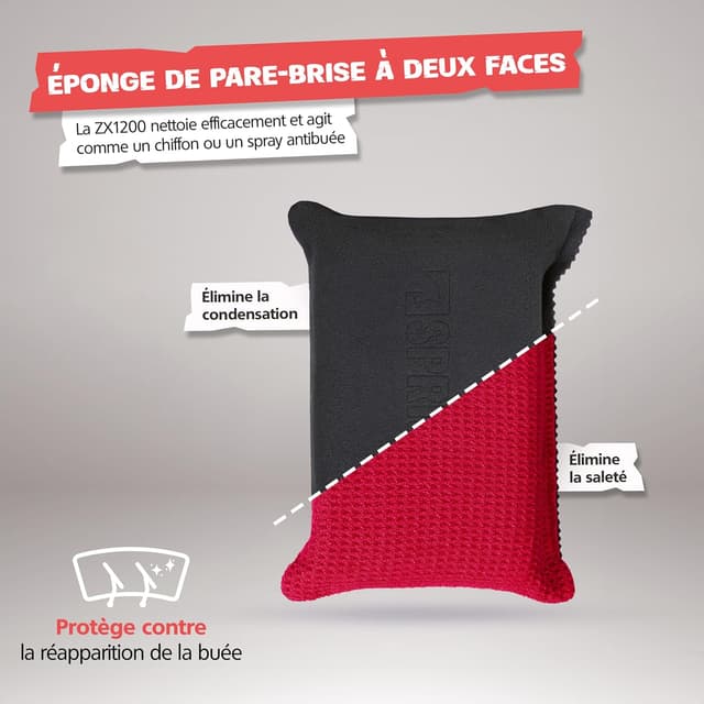 Detalle de SPRINGER ZX1200 – Lot de 2 éponges double face pour pare-brise anti-buée (sans traces, sans peluches)