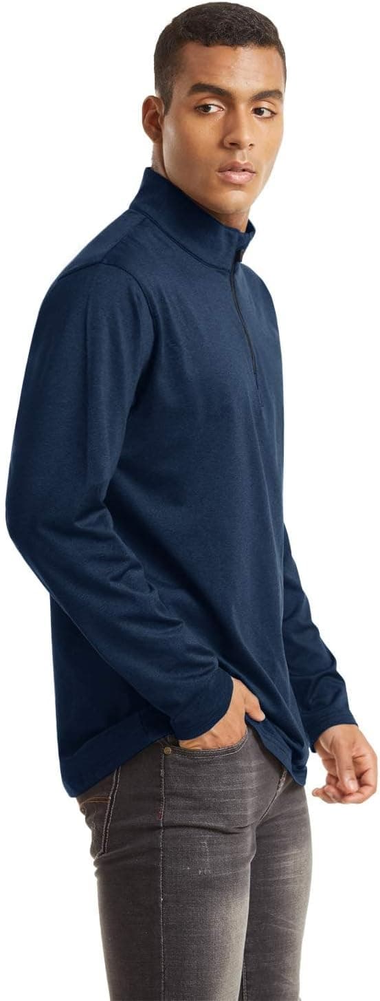 Detalle de KEFITEVD Herren 1/4-Zip Fleece Pullover – Langarm Funktionsshirt zum Wandern, Radfahren & Sport