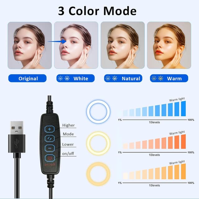 Detalle de 5-inch Desk Ring Light with Telescopic Stand and Built-in Phone Holder