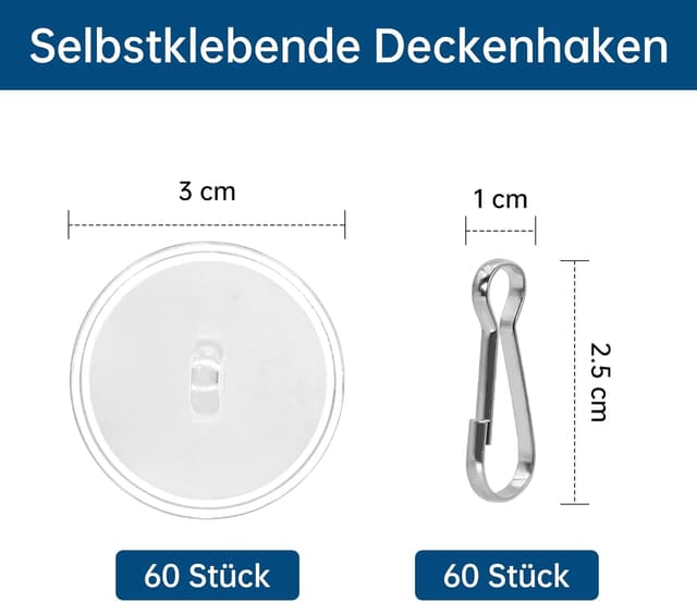 Thumbnail 1 de Selbstklebende Deckenhaken 60 Stück