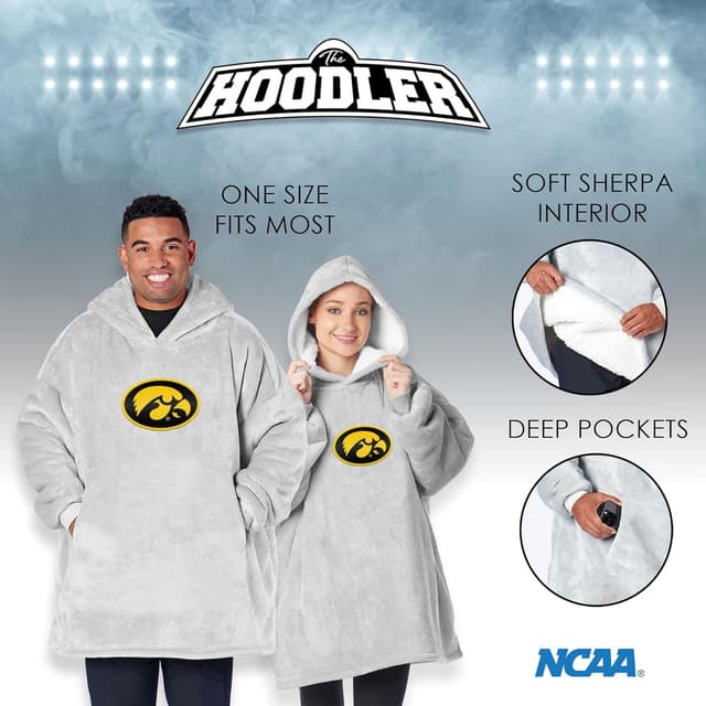 Detalle 2 de Northwest NCAA Hoodler Oversized Sherpa Pullover with Embroidered Logo (Plush Fleece Blanket Sweatshirt)