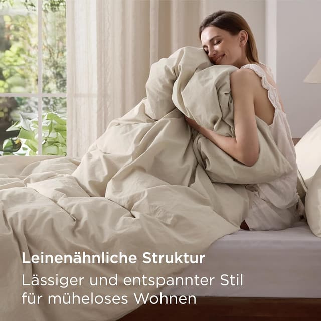 Detalle 2 de Bedsure Bettwäsche Baumwolle 135x200