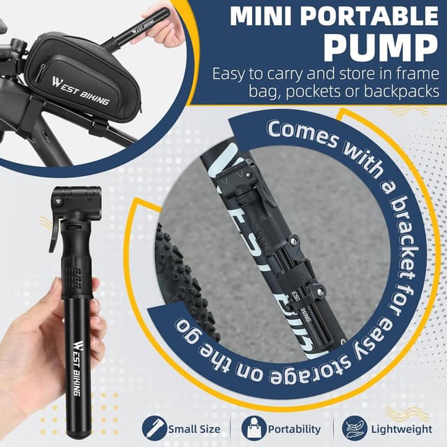 Detalle de West Biking Bicycle Pump Mini Bike Pump (Aluminium Alloy) for Presta & Schrader