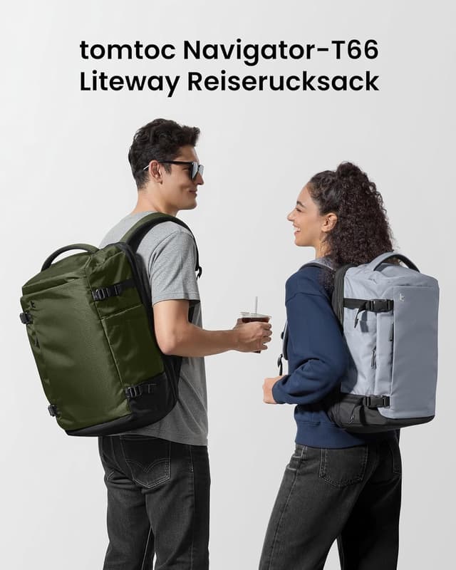 Detalle 2 de tomtoc 40L Navigator-T66 Liteway Reiserucksack (TSA-freundlich, Handgepäck) für Laptop bis 17,3 Zoll