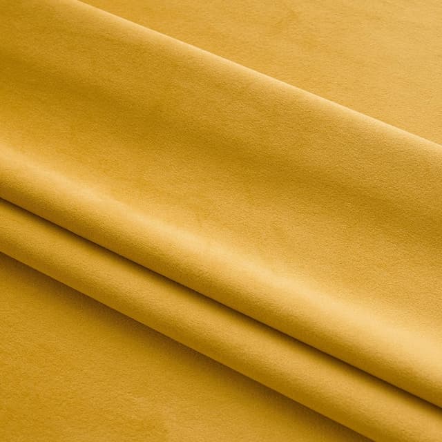 Detalle de MIULEE 2er Set Samtvorhänge blickdicht zur Verdunkelung, Stangendurchzug – Senfgelb, 140 x 260 cm