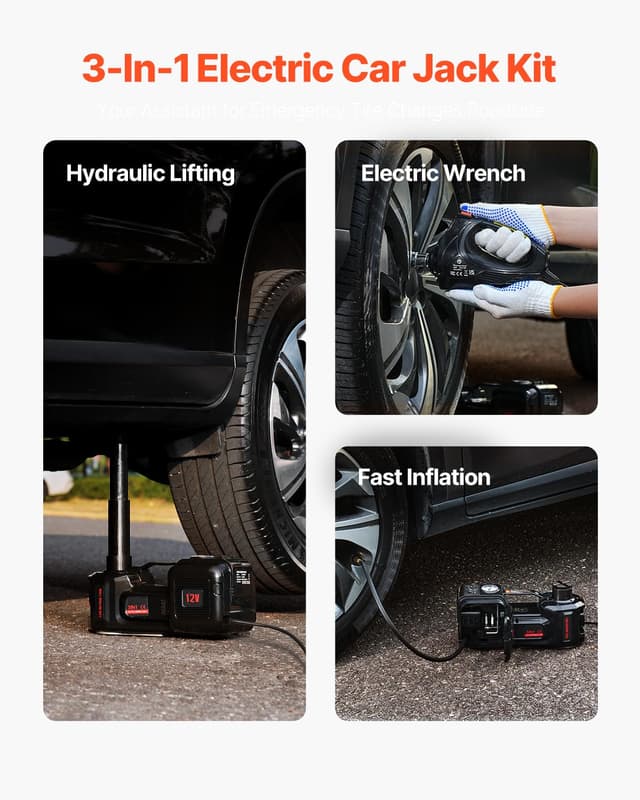 Detalle 2 de VEVOR Cric Elettrico 5T 12V con LED