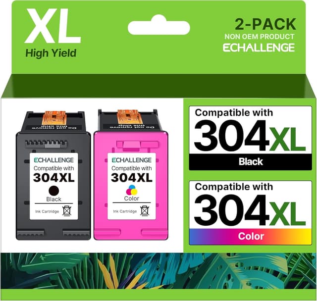 Detalle de ECHALLENGE 304/304XL Multipack (2-Pack) für HP 304 Druckerpatronen Schwarz & Farbe