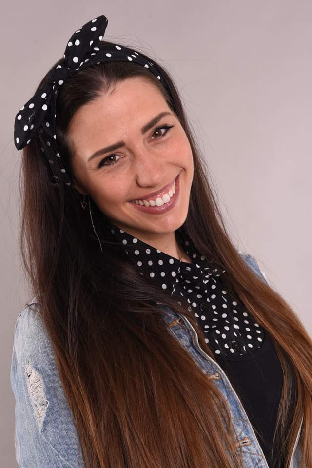 Detalle de styleBREAKER bandeau pour femmes à pois, nœud souple et cordon élastique (pin-up rockabilly) – Abricot-Beige