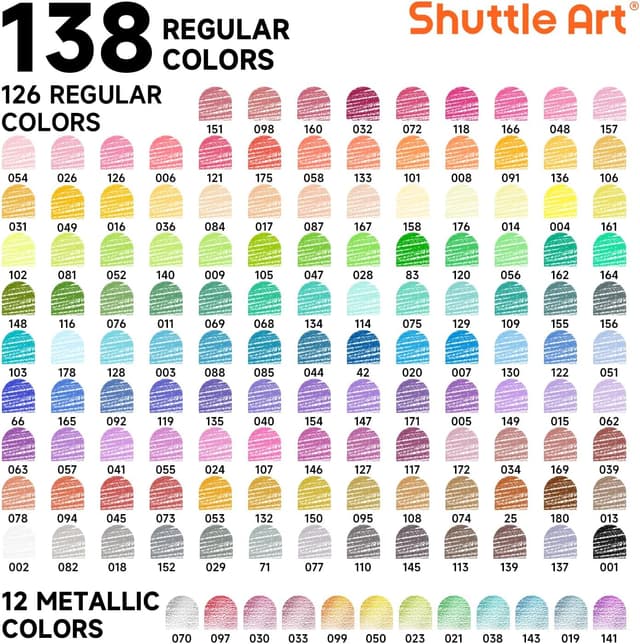Detalle de Shuttle Art 138 professionelles Buntstifte-Set (138 Farbstifte) inkl. Malbuch, Skizzenbuch, Zubehör