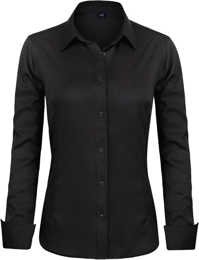 Detalle de J.VER Bluse Damen Casual Business – Stretch Button-Down Langarm mit Kragen