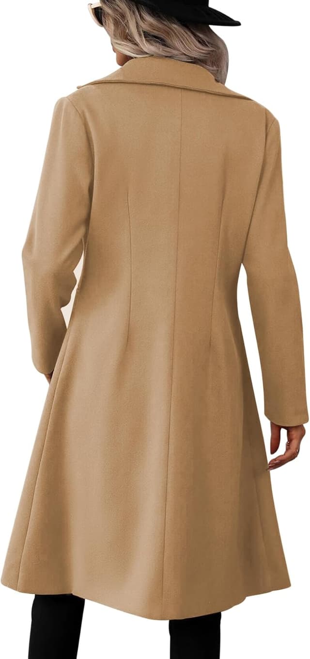 Detalle 2 de Danedvi Womens Long Double Breasted Coat with Lapel Collar