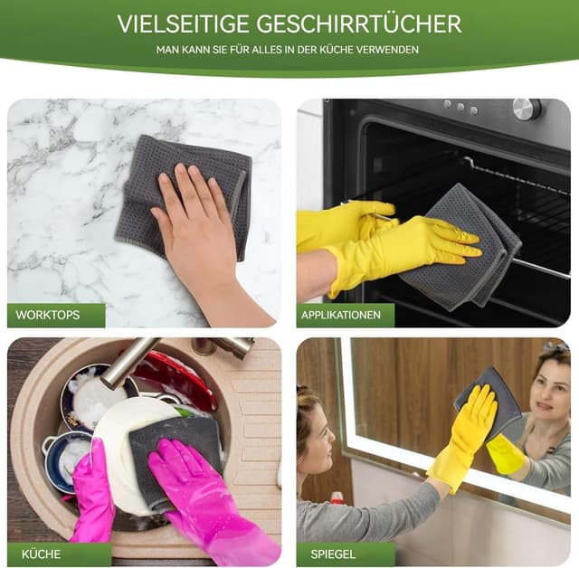 Thumbnail 6 de KinHwa Mikrofaser-Reinigungstücher (6er Set) grau, 30 x 30 cm – waschbar, saugstark