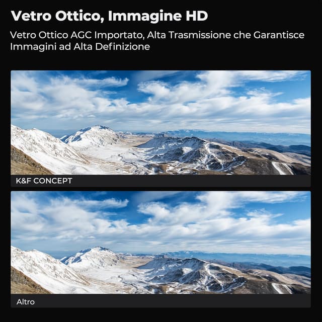 Detalle de K&F CONCEPT filtro UV 82mm con tappo e panno in microfibra, vetro ottico ultra sottile a 18 strati